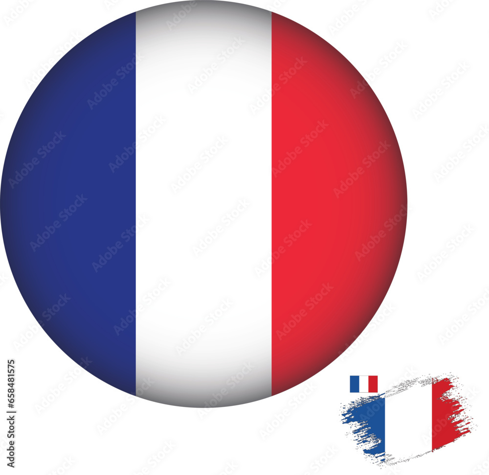 France Flag Round Shape illustration Vector