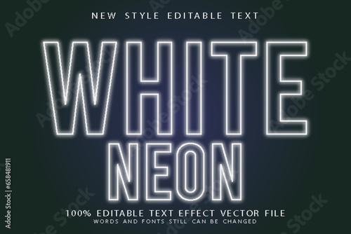 white neon editable text effect emboss neon style