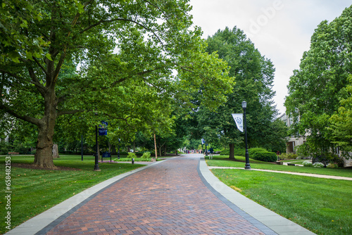 Philadelphia,Pennsylvania,USA - July 7 2022: Villanova University campus and flag in summer.