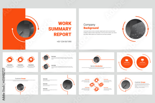 Red modern business work report slide presentation template