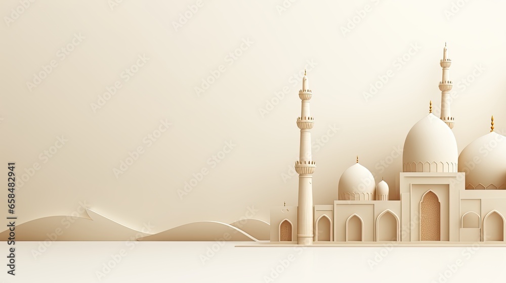 Illustration of the beautiful shiny mosque and ramadan islamic culture icon. - obrazy, fototapety, plakaty 