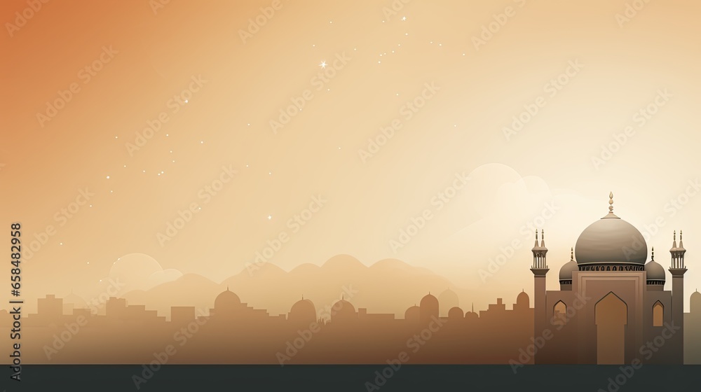 Illustration of the beautiful shiny mosque and ramadan islamic culture icon.