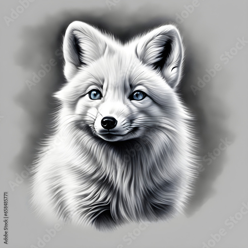 Charming Pencil Art: Adorable Fox Drawing.(Generative AI)