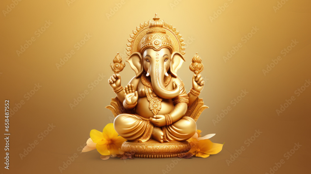 illustration of Golden Lord Ganesha so beautiful and perfection