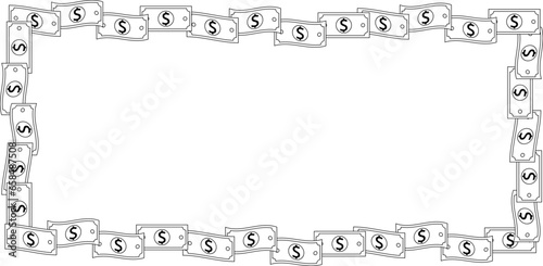 rectangular usd money frame with copy space