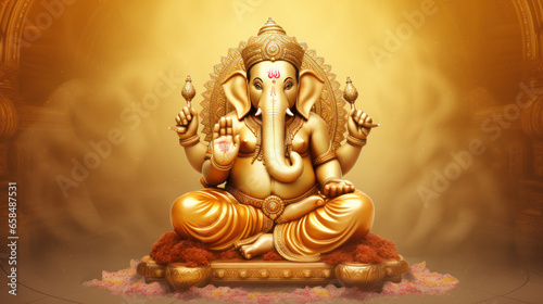 illustration of Golden Lord Ganesha so beautiful and perfection