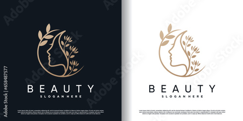 beauty women logo with creative unique concept premium vector