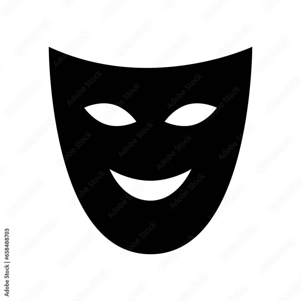 Masquerade icon. Theatrical mask vector icon . Theater, theatre mask signs. Masquerade mask. Comedy and tragedy mask symbols.. black vector. Masquerade icon. Theatrical mask vector icon . Theater, theatre mask signs. Masquerade mask. Comedy and tragedy mask symbols.. black vector.