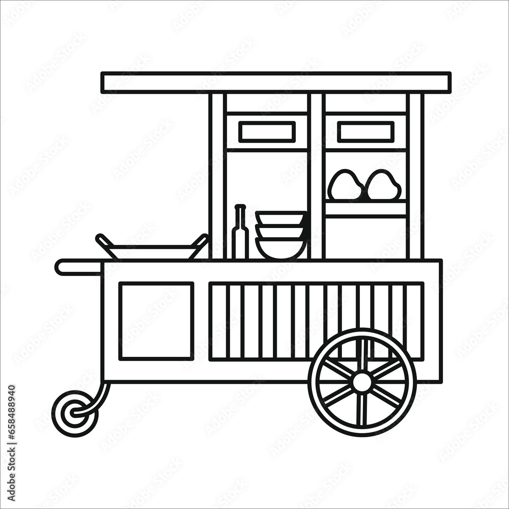 Fried rice food cart in line art style, gerobak nasi goreng or nasgor, gerobak mie goreng abang-abang, gerobak kwetiau or capcai Fried rice food cart in line art style, gerobak nasi goreng or nasgor, gerobak mie goreng abang-abang, gerobak kwetiau or capcai