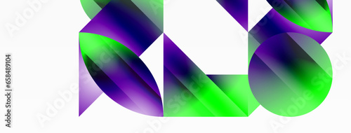 Serene gradient template. Circles and triangles mingle in minimalist perfection. Gentle fusion of forms and hues creates balanced yet captivating backdrop, embodying modern sophistication