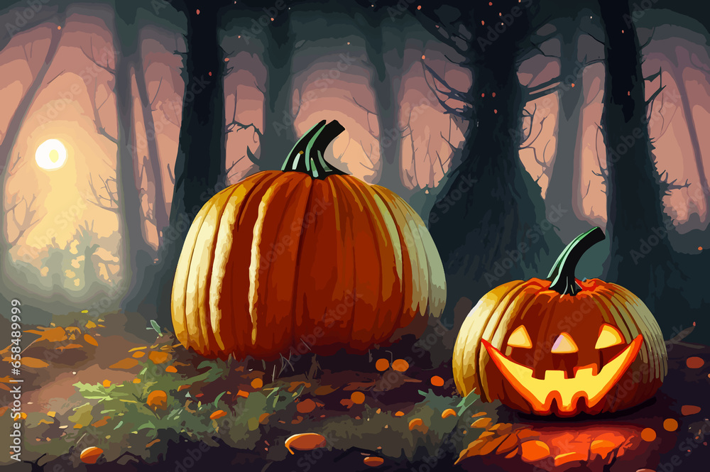 Fondo Halloween con calabazas Fondo Halloween con calabazas