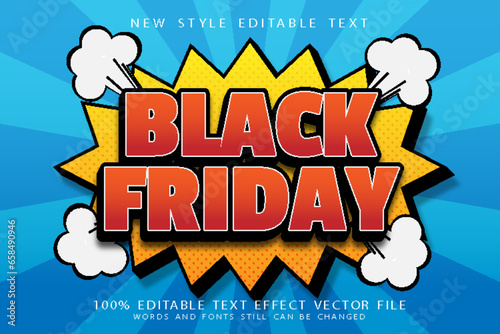 black friday editable text effect emboss comic style