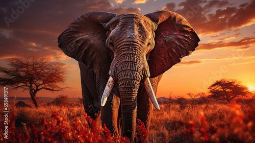 A Magnificent African Elephant in The Savanna Selective Focus Abstract Background © Image Lounge