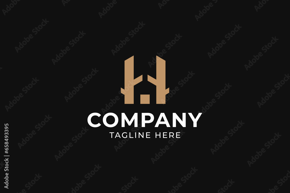 Obraz premium letter H tree house modern logo vector design
