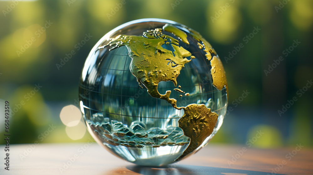 Globe transparent model on blurred background. Globe transparent model on blurred background.