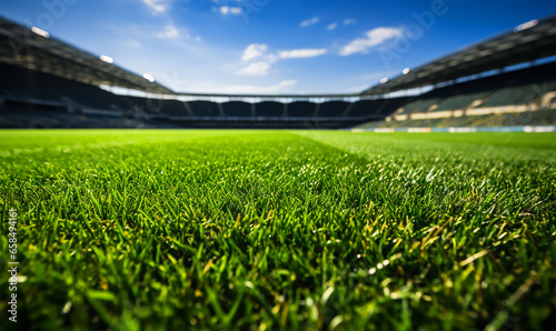a pristine soccer stadium lawn