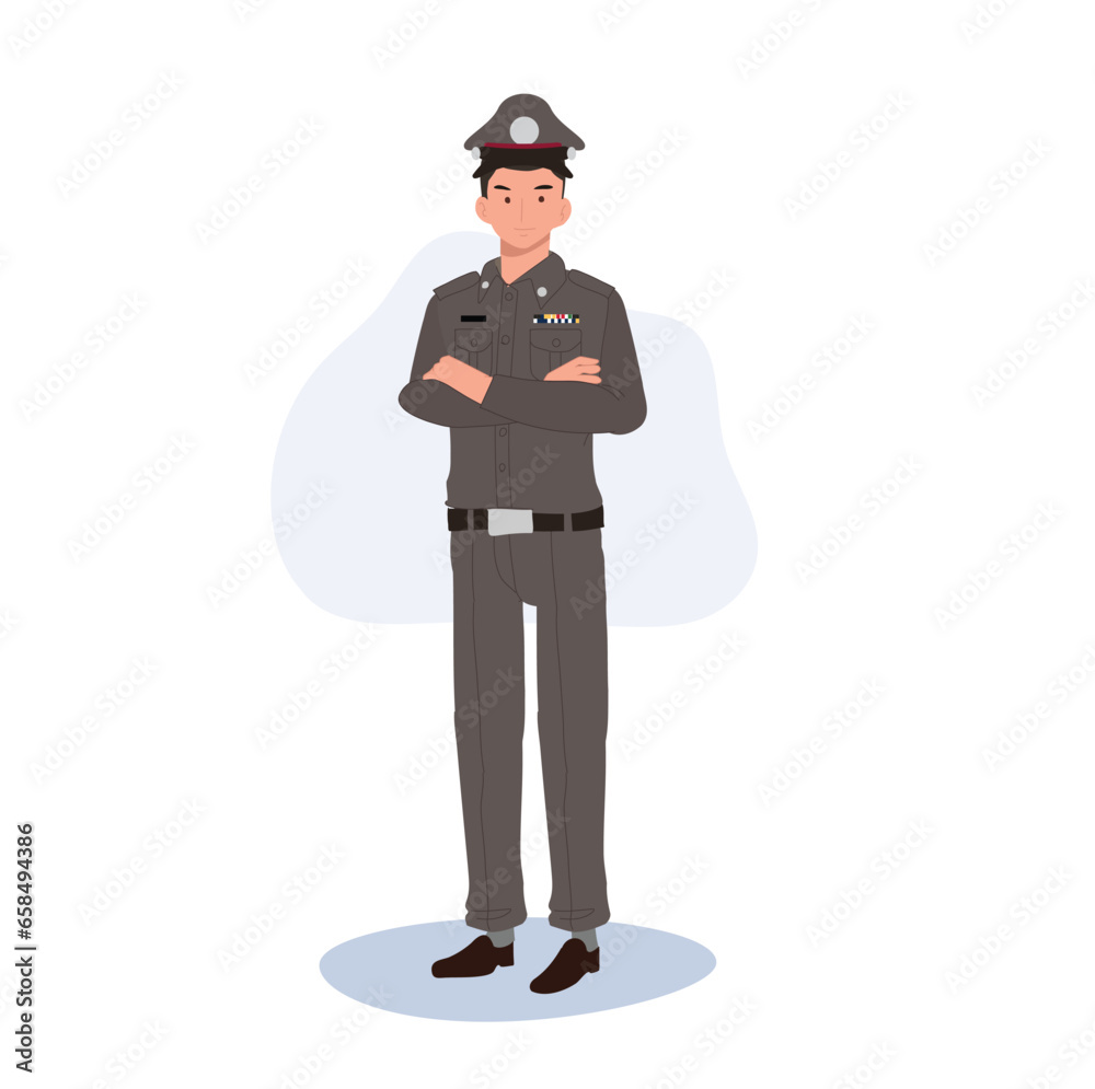 Confident Thai Law Enforcement Officer. Police offcer.