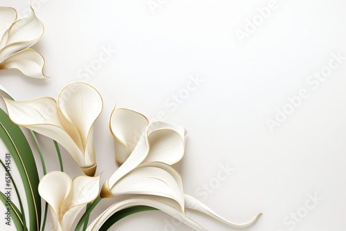 A 3d wallpaper design with white calla lily flowers on the borders
