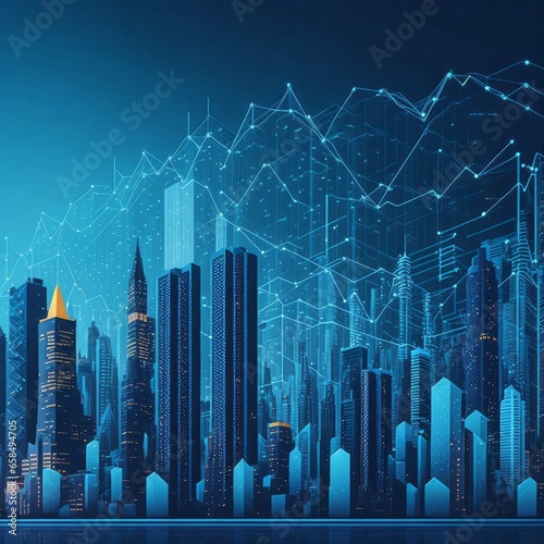 Big Data Chart on Urban City Backdrop