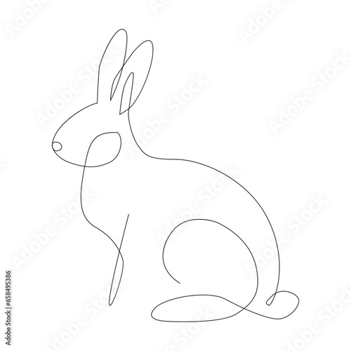 Continuous one rabbit simple one line outline vector art drawing