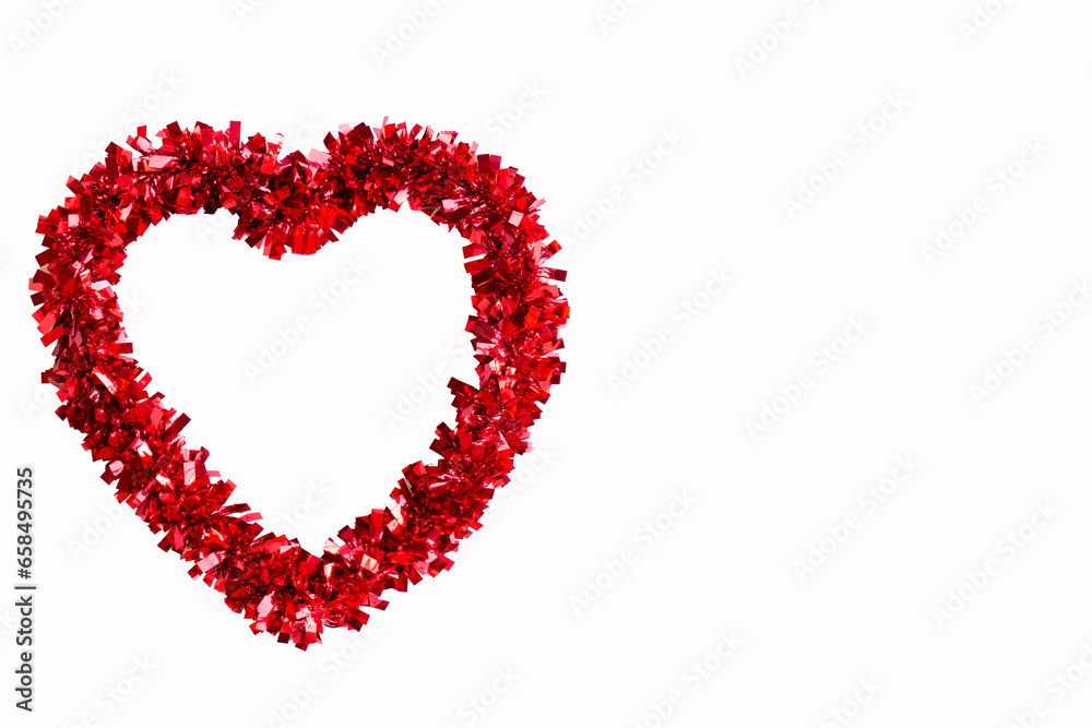 A red heart isolated on white background,The heart is decorated in valentine day