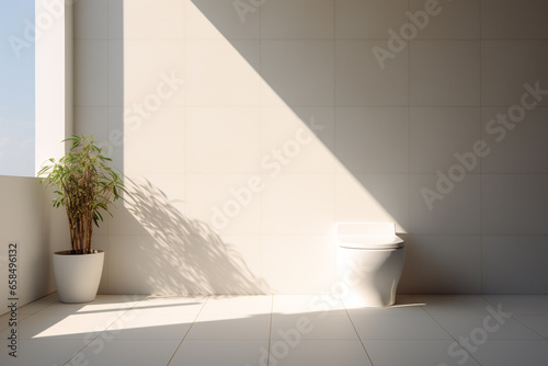 Modern toilet with sun light from wondow. photo