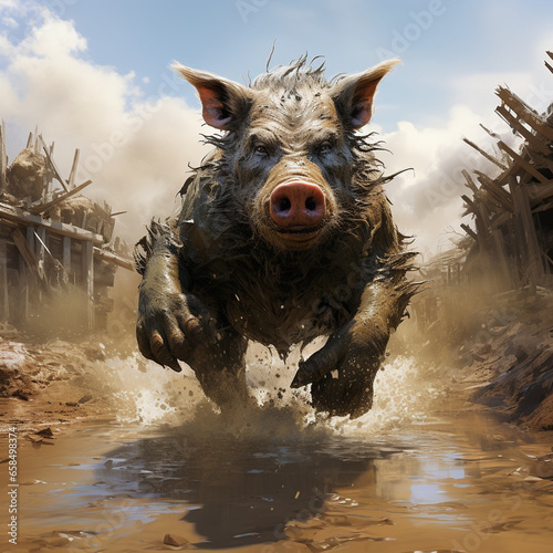 Pigs run fast Generated AI