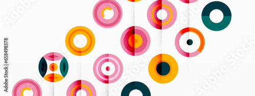 Colorful circles in a grid composition abstract background. Design for wallpaper, banner, background, landing page, wall art, invitation, prints, posters