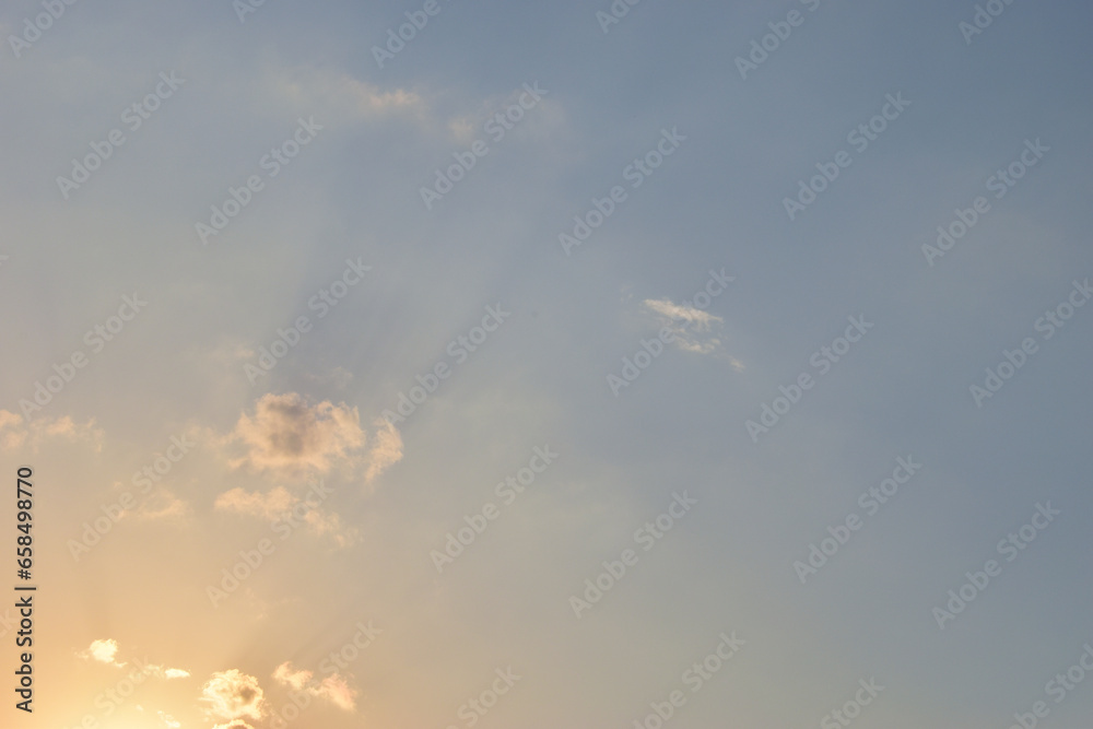 beautiful blue sky and cloud with golden ray sunrise in the morning, natural background beautiful blue sky and cloud with golden ray sunrise in the morning, natural background