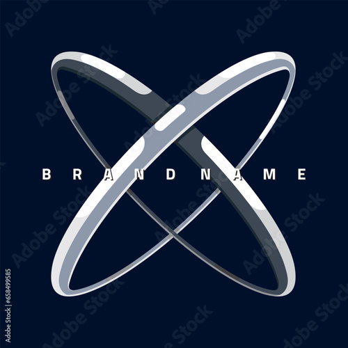Chrome Finish Metal Rings Forming a Futuristic Expression of Letter X Vector Logo