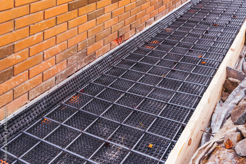 Wire mesh piles for construction. BRC welded steel wire mesh for