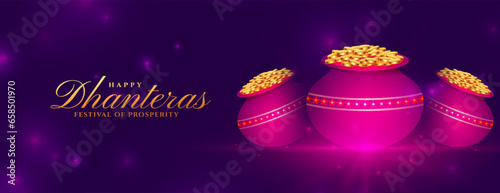 shiny happy dhanteras celebration wallpaper with golden coin pot design