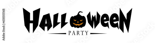 Happy Halloween Typography Vector with Gothic Handwritten Text. Design With Pumpkin Head. Trick or Threat