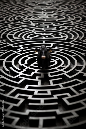 A person in a maze representing the challenge of understanding the many pathways of cognition. Psychology art concept. 