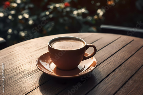 Close-Up of Coffee Cup on Outdoor Table Setting