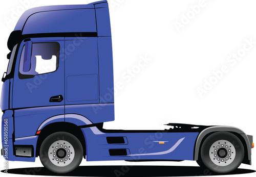 Vector 3d illustration of blue  truck. Lorry.