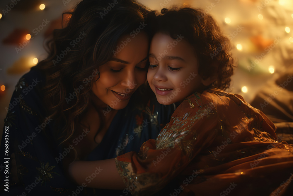 A little girl and her mother sharing a joyous moment
