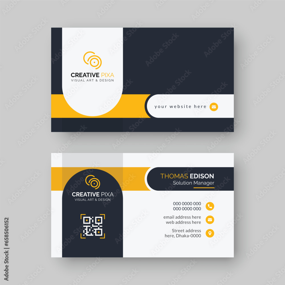 Creative Business Card Print Template. Visiting card for business and personal use. Flat Design. Stationery Design