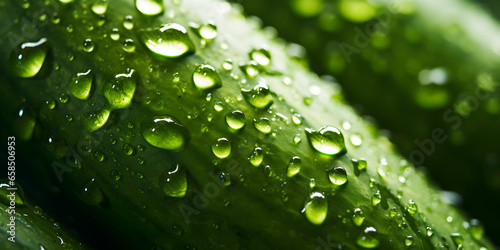 close up of fresh cucumber plant with water drops over them