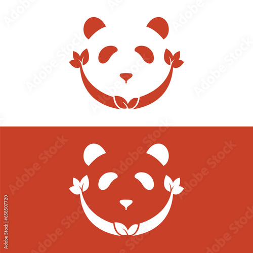 Panda logo design vector template, Loving baby pandas, vector illustration,panda bear cartoon illustration, panda line art logo design