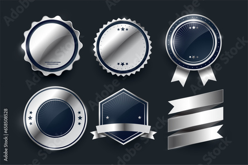 shiny and empty circular metal insignia symbol banner in collection