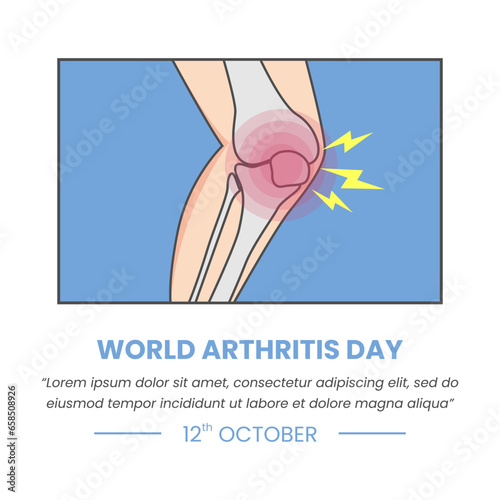 Illustration of pain in leg or knee marked with red dot suitable for World Arthritis Day