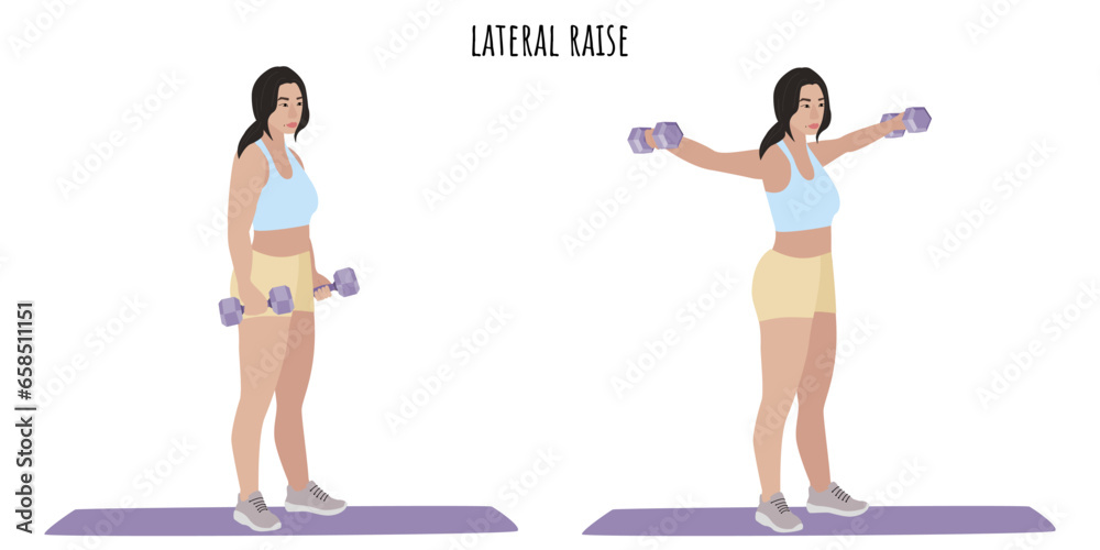 Naklejka premium Asian woman doing lateral raise exercise