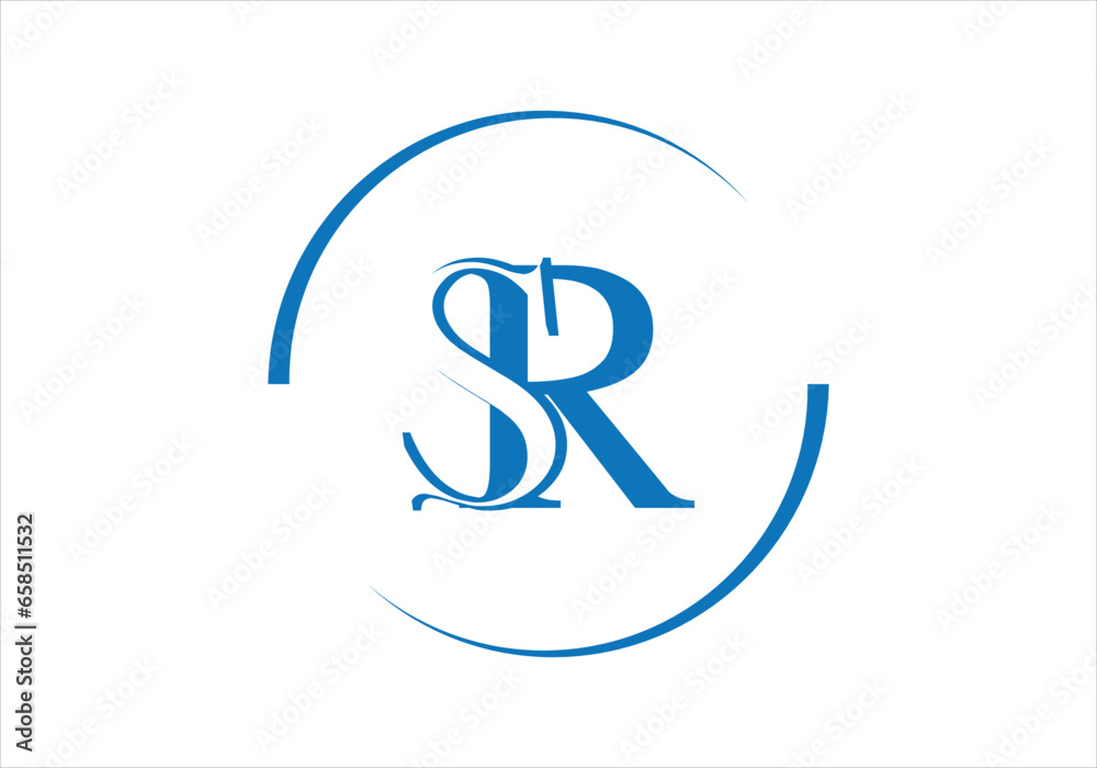 SR Letter Initial Logo Design, Vector Template