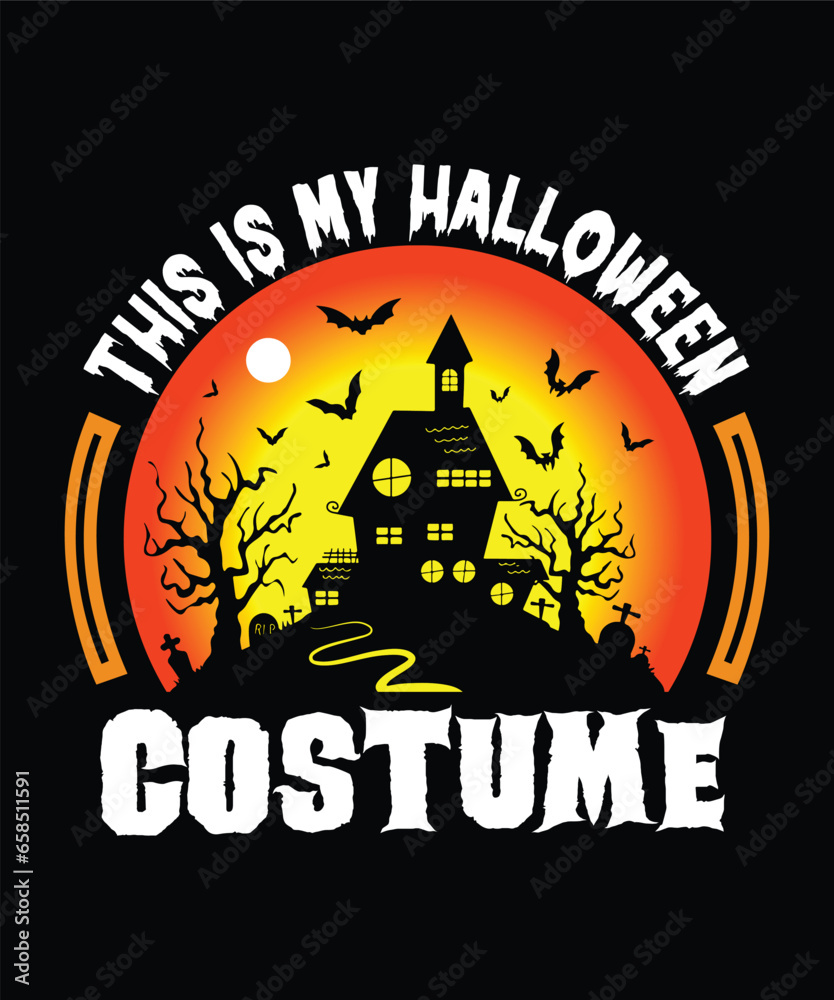 This is My Halloween Costume Happy Halloween Shirt Print Template, Witch Bat Cat Scary House Dark Green Riper Boo Squad Grave Pumpkin Skeleton Spooky Trick Or Treat