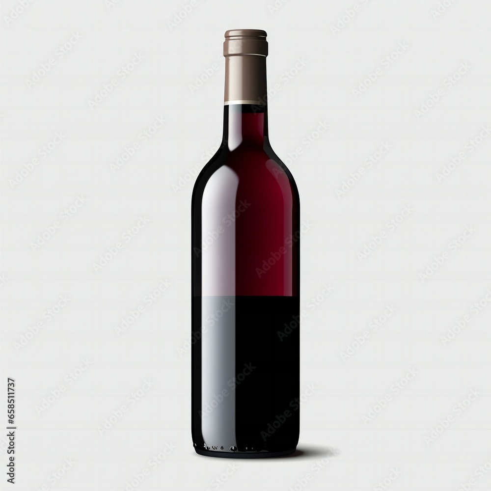 Obraz premium red wine bottle no label isolated over white background