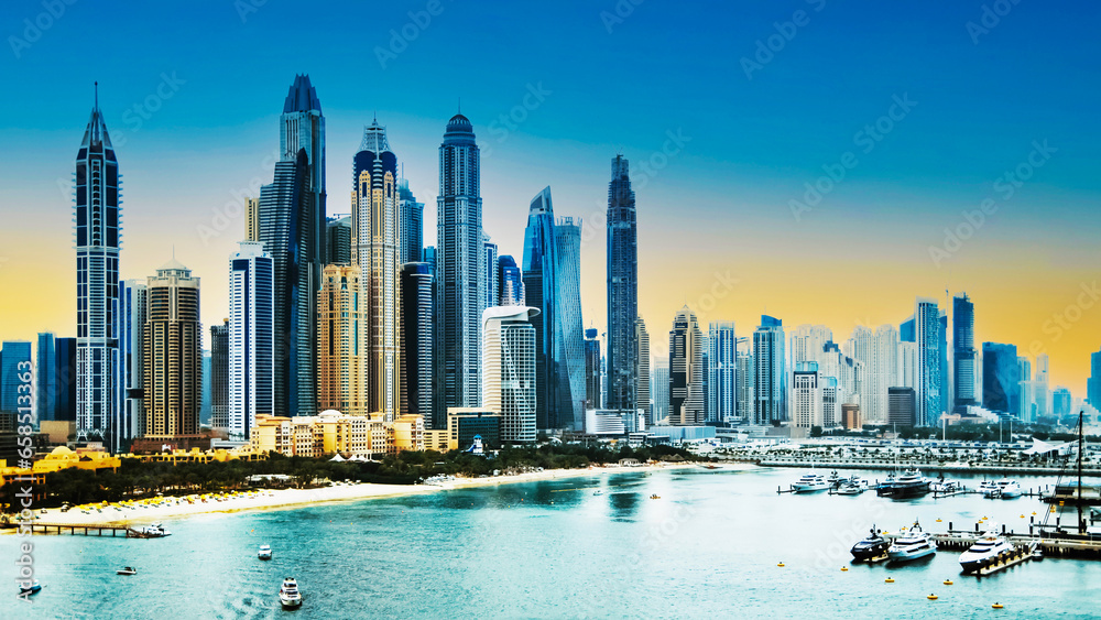 Fototapeta premium Dubai Marina at sunset United Arab Emirates