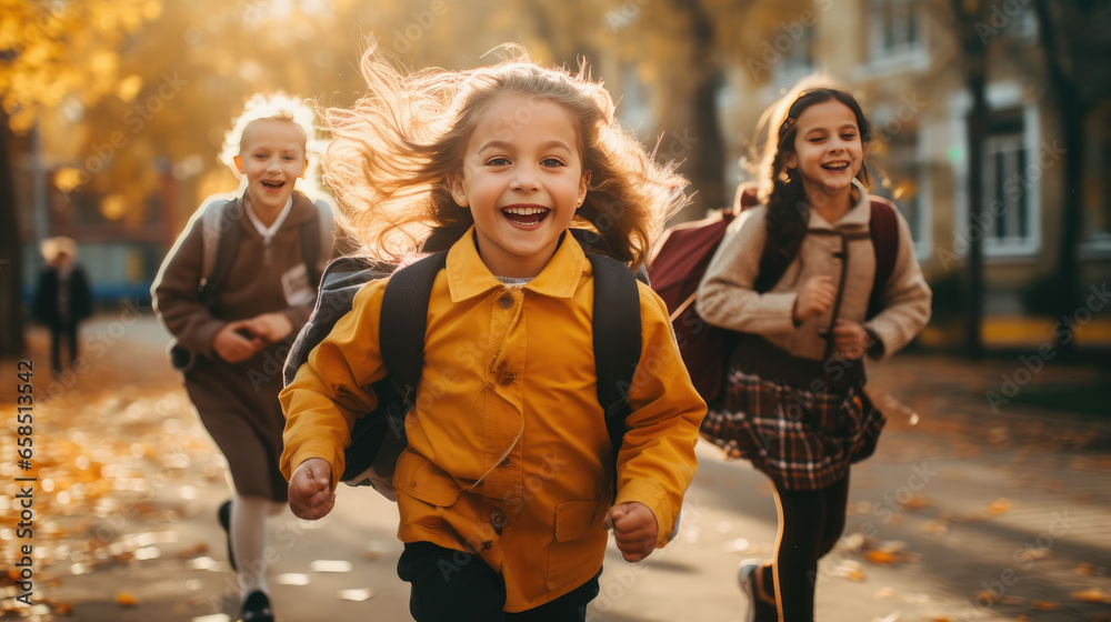 School Kids running from school Generative Ai School Kids running from school Generative Ai