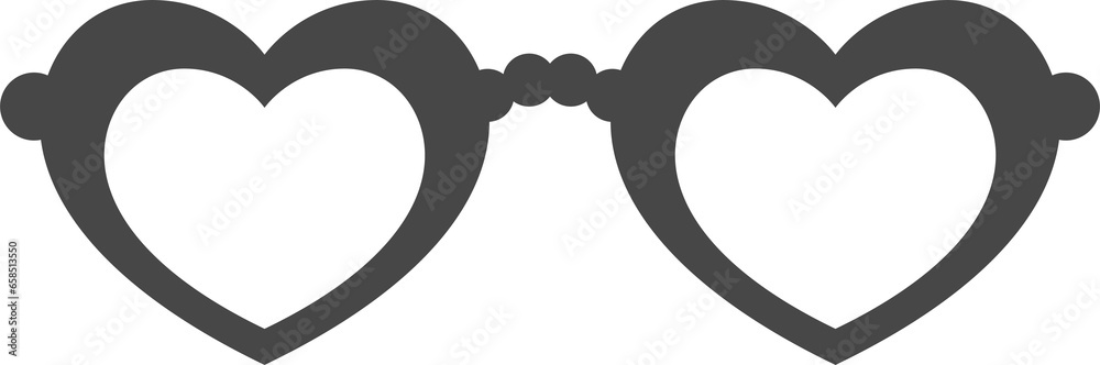 Groovy sunglasses. Retro hippy eyewear. Heart-shaped glasses. 70s funky design. Summer outfit illustration