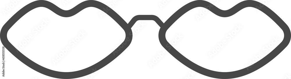 Groovy sunglasses. Retro hippy eyewear. Lips-shaped glasses. 70s funky design. Summer outfit illustration Groovy sunglasses. Retro hippy eyewear. Lips-shaped glasses. 70s funky design. Summer outfit illustration